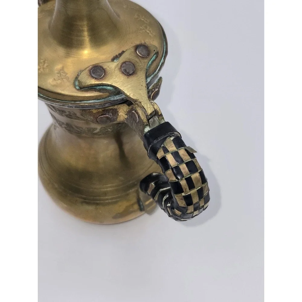 Middle‎ Eastern Brass Dallah Coffee Pot Etched Form Decorative Islamic Teapot